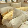 Conjunto de cama de quatro peças em algodão bufante, fresco e estiloso, estilo Ins, grau A para mães e bebês, capa de edredom, lençol, conjunto de cama de três peças para estudantes