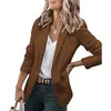 2025 Nuevo Otoño Elegante Chaqueta Amazon Wish Mujeres Manga Larga Color Sólido Cuello de Traje Traje de Botonadura Única