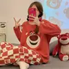 Pijama Nuevo Estilo 2026 para Mujer, Conjunto de Manga Larga y Pantalón Largo de Dibujos Animados para Primavera y Otoño, Dulce, Se Puede Usar Afuera en Verano, Ropa de Casa