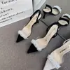 Elegantes Sandalias de Moda con Tira Trasera Estilo Francés 2025 Verano Nuevas de Moda Populares con Punta Cerrada y Espalda Descubierta Sandalias de Tacón Alto para Mujer
