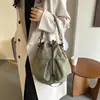 Bolso de mujer de moda, versátil, nuevo, de moda, casual, gran capacidad, bolsa de mano tipo cubo con cordón de tela Oxford, para hombro y cruzado