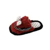 Chinelos de casa femininos com laço, de sola reta, fofos, inverno 2026, de sola macia, bico fechado, meias-pantufas quentes para mulheres