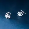 Pendientes de Plata de Ley S925 Nalan Estilo Coreano Fresco Pequeño Bahía Creciente Pendientes de Gato con Diamante Lindos Personalizados G4041