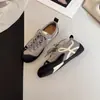 20266 Estilo Outono Tênis de Treino Alemão Feminino Sola Grossa Casual Bloco de Cores Cadarço Tênis Forrest Gump Tênis Esportivo Tênis de Treino Alemão Par Sapatos Respiráveis