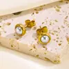 Pendientes redondos de cadena de clavícula con perla blanca, estilo fresco y sencillo, de gran venta transfronteriza, joyería de moda, pulsera de acero de titanio para mujer.