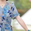 Vestido de Verão de Manga Curta para Mãe 2025 Novo 40-50 Anos Mulheres de Meia-idade Solto Cobertura da Barriga Saia de Chiffon