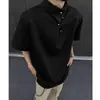 Nueva camiseta de manga corta para hombre estilo chino con cuello medio alto y un diseño único, estilo niche de verano, con hombreras y botones irregulares pesados