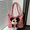 Bolsa Tote Rayada de Gran Capacidad para Mujer 2024 Nueva Moda Linda Caricatura Mickey Bolsa Tote Bolsa de Lienzo para Libros