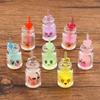 Cor misturada 15X34mmDIY acessórios de resina bonito expressão garrafa pingente amor palha charme pingente