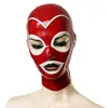 Capucha Roja de Látex Máscara Sexy Cremallera en Catsuit de Látex Cosplay Fiesta Gay Fetichismo