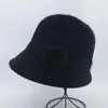 Chapéu de Balde de Tricô com Pelo de Coelho Quente Outono Inverno Chapéu para Mãe de Meia-Idade e Idosa Mulher Decoração de Flores Chapéu de Pescador à Prova de Vento Venda por Atacado