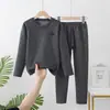 Conjunto de ropa interior térmica de otoño para niños con cuello medio, conjunto de ropa interior térmica para niñas, pijamas para niños, camisetas interiores para niños pequeñas y medianas para estudiantes