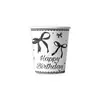 Pajarita tema blanco y negro decoración de fiesta arreglo de cumpleaños plato servilleta vaso de papel conjunto de pancarta