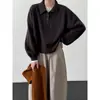 Suéter de cuello polo estilo Lu Xi Old Money para mujer, nuevo de otoño, suéter de punto holgado, top casual ss1154