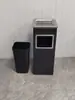 Cubo de basura de acero inoxidable para baño con apertura directa sin tapa, tapa abatible lateral, cubo de basura cuadrado comercial para entrada de ascensor