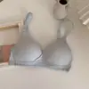 Ropa interior de rayas verticales estilo japonés para mujer sin aros Sujetador de estudiante Delgado para chica de pecho pequeño Push-up Sujetador cómodo