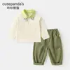 Conjunto Infantil Panda Kaka Roupas de Outono para Crianças Tops de Outono para Meninas Roupas de Primavera para Bebês Conjunto de Duas Peças para Bebês Tendência