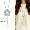 Cadena para Suéter de Collar Largo Geométrico, Accesorio de Lujo de Alta Gama, Versátil y de Moda, Colgante de Perla para Otoño e Invierno