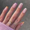 Uñas francesas amarillas púrpuras con flecos florales desmontables parche de uñas uñas postizas al por mayor pieza de uñas