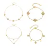 Collar con colgante de flor de cuatro pétalos más vendido con piedras de circonita, acero inoxidable, minimalista, nicho, pulsera y collar de moda para mujer