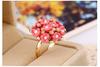 Conjunto de Anéis de Flor Cuidadosamente Selecionados, Anel de Flor de Cerâmica com Diamante Feminino Personalizado e Moderno, Estilo Simples, Fonte Aliexpress