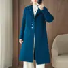 Abrigo Cárdigan Clásico de Alta Gama 100% Lana Pura Doble Cara para Mujer, Nuevo Moda Otoño e Invierno 2026 Ajustado a la Figura por Encima de la Rodilla