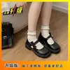 Zapatos Planos de Cuero Mary Jane con Velcro, Punta Redonda y Lazo, Estilo Japonés Versátil JK, Novedad Primavera 2026 para Mujer