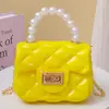 Bolso Bandolera Nuevo Estilo para Niñas, Billetera de Monedas con Cadena, Bolso de Mano de Perlas para Niñas, Minibolso de Gelatina Dopamina al por Mayor