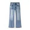 Jeans Retro Lavado à Pedra Mu Qiu Masculino Micro-Flare Jeans Masculino Americano Cleanfit Desgastado Perna Larga Calças Longas