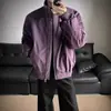 Chamarra bomber de retazos deconstruida estilo americano con cuello alto para hombre, prenda exterior de otoño de corte limpio, chaqueta de béisbol cool de alta costura