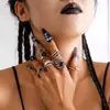 Conjunto de Anillos de Calavera Oscura Transfronterizo Estilo Punk Araña Serpiente con Forma de Animal Conjunto de Anillos Halloween