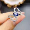 Anillo Popular de Zafiro Natural al por Mayor de Fábrica Plata S925 Incrustado con Piedra Principal 4*6 Joyería de Lujo Venta Directa de Fábrica