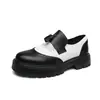 Zapatos de cuero brogue con plataforma gruesa para aumentar la altura, slip-on transfronterizos, zapatos de vestir formales y casuales de moda, mocasines de talla grande para hombre