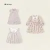 Vestido floral pastoral estilo coreano para niñas, vestido infantil bordado de manga larga, nuevo vestido abotonado estilo chino con mangas acampanadas pequeñas