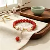 Pulsera de Ágata Roja del Sur y Perlas de Venta Caliente Directa de Fábrica, Pulsera de Lujo Ligero de Nicho, Promoción en Transmisión en Vivo, Estilo Femenino, Envío Directo de Una Pieza