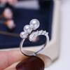 Acessórios DIY Anel de Pérola em Prata de Lei S925 Suporte Vazio Anel Versátil Francês Suporte para Anel Abertura do Anel 3-6mm