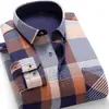Camisas Cálidas Genuinas al por Mayor para Hombres de Mediana Edad en Otoño e Invierno, Ropa de Papá Holgada y sin Planchar, Camisas de Terciopelo Engrosadas de una Sola Pieza