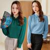 Camisa Azul de Manga Larga para Mujer 2022 Otoño/Invierno Nuevo Estilo Coreano talla extra Moda Elegante Ajuste Delgado Top Ropa de Negocios Pantalones