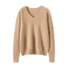 Suéter de Cashmere Puro de Alta Qualidade Pronto para Vestir para Mulheres, Tricô Quente para Outono e Inverno, Gola V, Suéter Básico Elegante e Emagrecedor