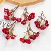 Flor de simulação 3 galhos rosa pequena flor de seda diy grinalda feita à mão broche flor de cabeça material flor de casamento decoração de parede de flores atacado