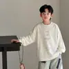 Sudadera para Niños Otoño 2026 Nuevo Estilo Camiseta de Manga Larga para Niños Estilo Urbano Fresco Blanca Para Niños Grandes Capa Base de Primavera y Otoño
