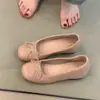 Zapatos planos nude de noche para mujer con lazo, sin cordones, zapatos de ballet que aumentan la altura, zapatos de vestir versátiles estilo francés