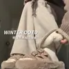 Pantalones de Maternidad Vellón de Cordero Pantalones de Arroz Glutinoso Otoño Invierno 2025 Nuevos Pantalones de Pierna Ancha Rectos Sueltos con Forro de Vellón No Ajustados