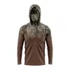 Sudadera con Capucha Camuflaje Transfronteriza con Máscara Facial Integrada, Ropa de Pesca Ligera de Seda Helada con Protección Solar de Manga Larga para Hombre