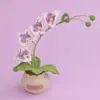 Orquídeas Borboleta Acabadas de Crochê Transfronteiriças em Vasos, Enfeites de Flores de Mesa Tricotados à Mão com Lã, Buquês de Flores Tecidos Atacado