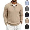 Nuevo Suéter de Punto Trenzado de Manga Larga con Cuello Alto y Media Cremallera para Hombre, Estilo Europeo y Americano, Color Sólido Holgado para Otoño e Invierno