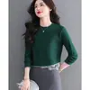 Nuevo Suéter Corto de Encaje Patchwork para Mujer Otoño/Invierno 2026, Tejido Juvenil, Top Base, Moderno