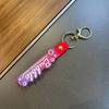 Chaveiro pingente de corda de couro com letra cor rosa choque acessórios de óleo flutuante de desenho animado pingente de chaveiro pulseira atacado