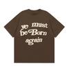 Camiseta de Manga Corta con Estampado de Letras Kanye Rebirth de Marca Nueva, Estilo Americano High Street, Holgada, para Pareja, Algodón Puro, Cuello Redondo