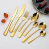 Cuchillo Occidental, Tenedor y Cuchara 1010 Oro Acero Inoxidable Vajilla Cuchara para Remover Café Pala para Pastel Juego de Cuchillo y Tenedor para Bistec de Hotel